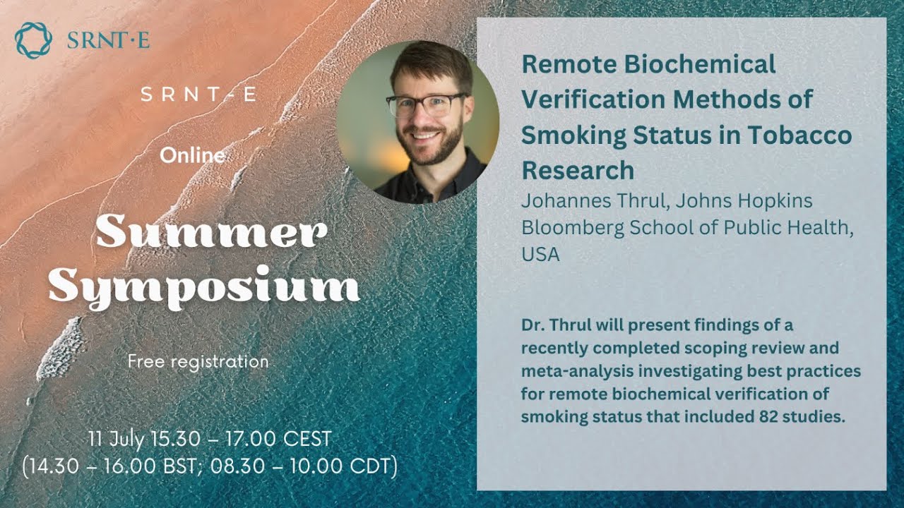 Dr Johannes Thrul - remotely verifying smoking status in tobacco research