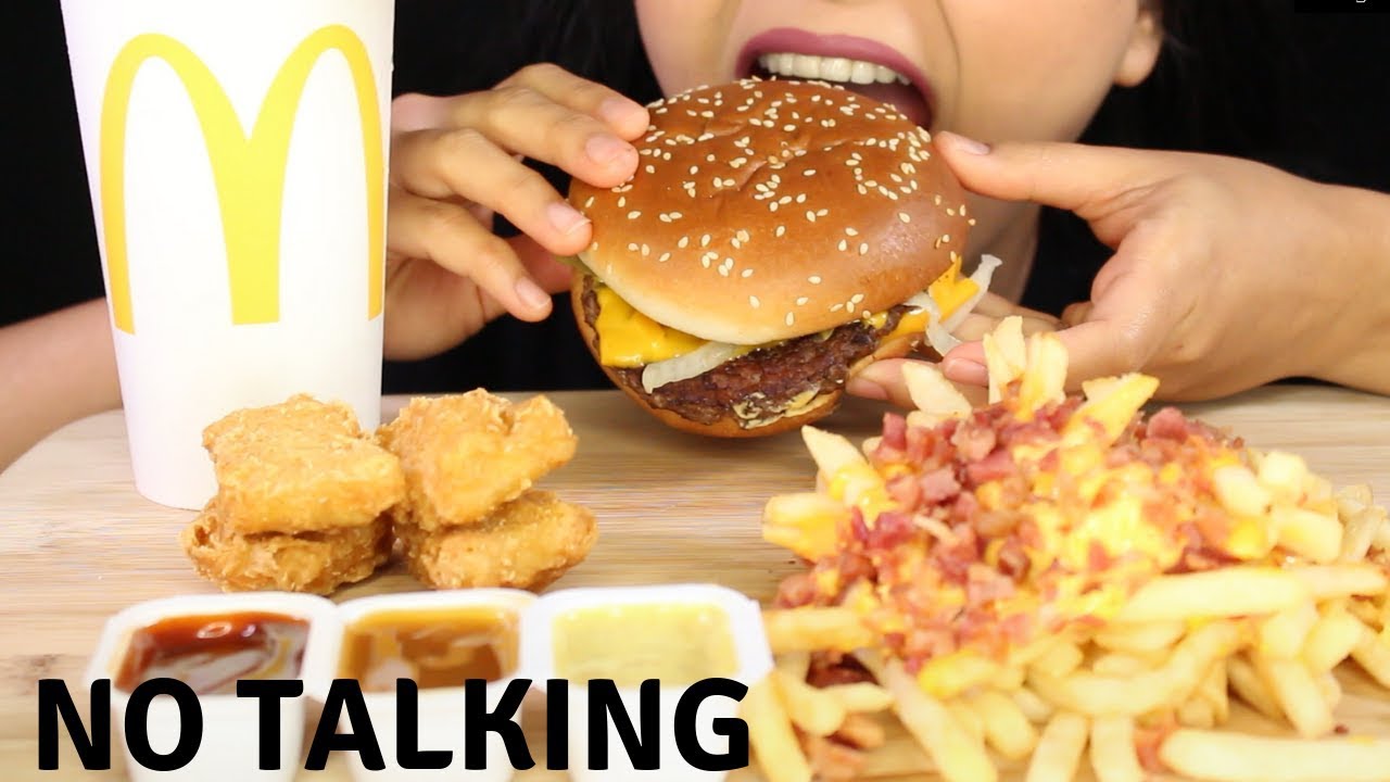 ASMR McDonald's CHEESY BACON FRIES and QUARTER POUNDER BURGER Eating Sounds