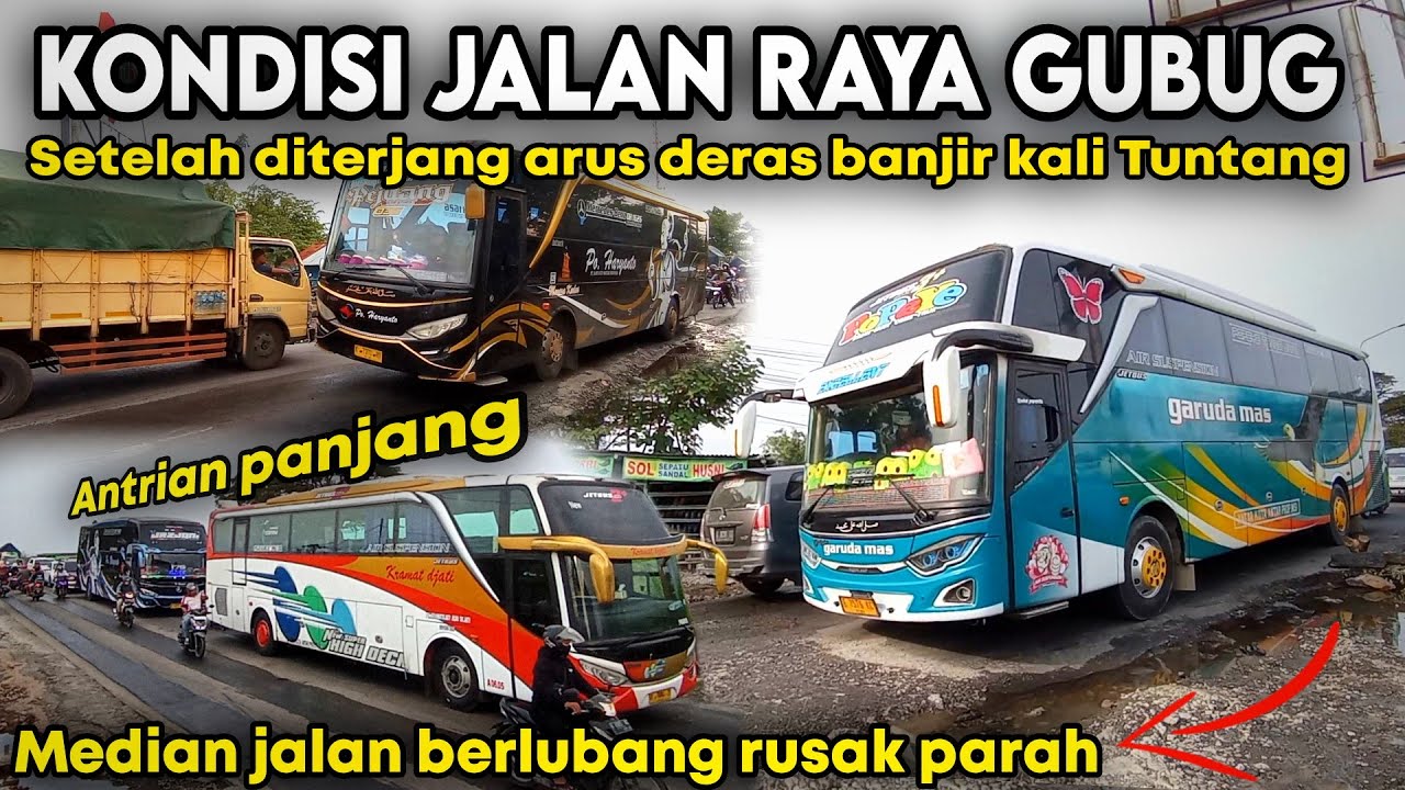 Median Jalan Jembatan Gubug Rusak parah setelah diterjang Banjir deras Kali Tuntang