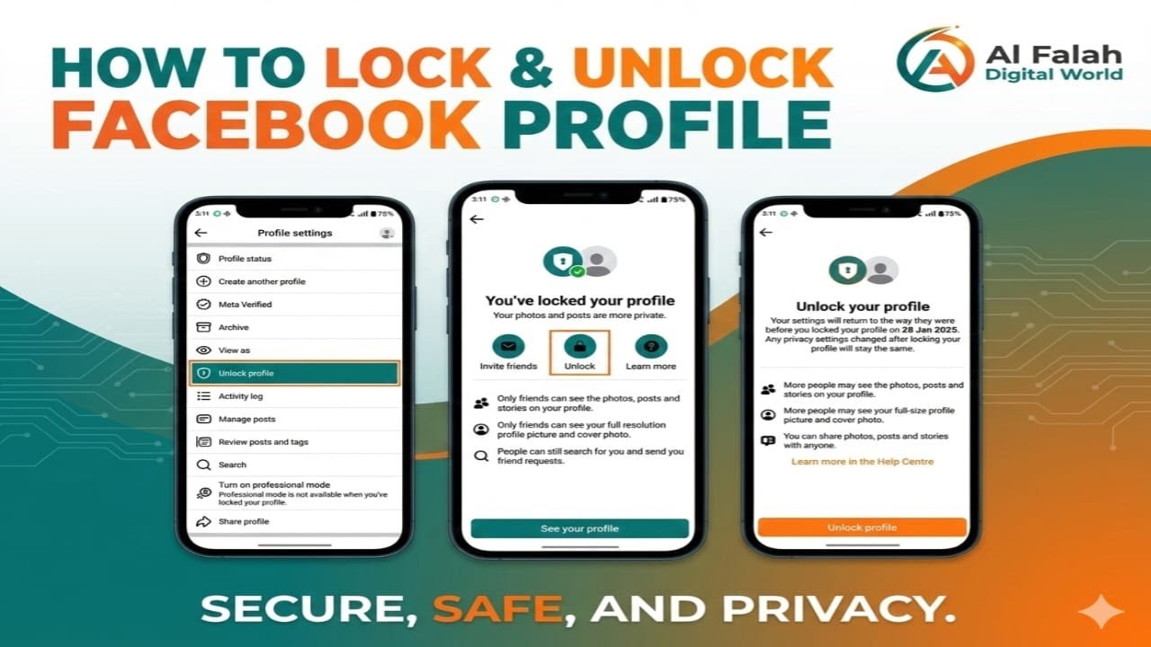 How to Lock & Unlock Facebook Profile 2025 | Facebook Profile Privacy & Security Settings Full Guide