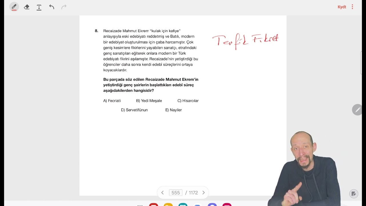 BATI ETKİSİNDE GELİŞEN TÜRK EDEBİYATI - TANZİMAT EDEBİYATI TEST 5