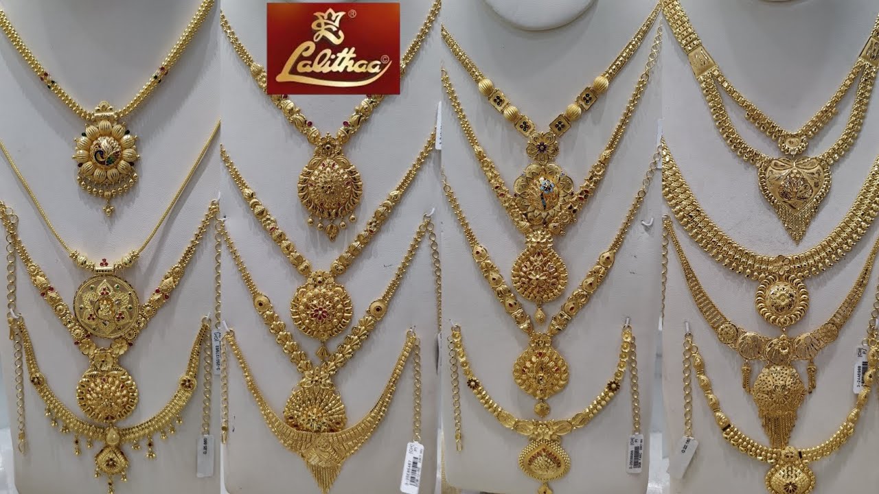 Lalithaa Jewellery 3 Savaran Necklace Designs Coimbatore, Bombay & Kolkata Collections