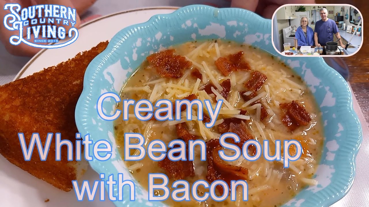 Creamy White Bean Soup with Bacon  --  Meal For Two