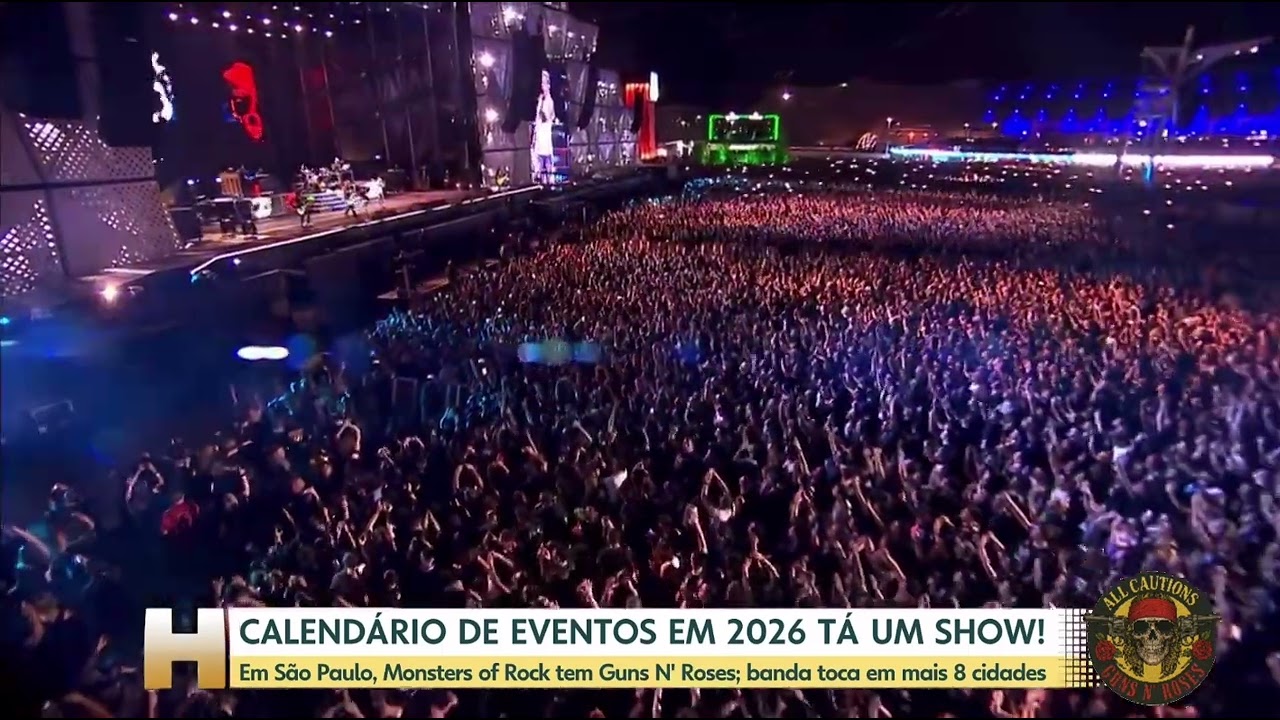 Guns N&rsquo; Roses - Mat&eacute;ria no Jornal Hoje sobre a turn&ecirc; no Brasil em 2026 com 9 shows