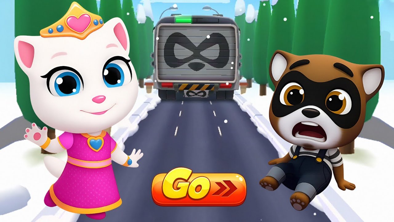 Talking Tom Gold Run Game - Princess Angela vs Raccoon Boss Fight in Polar Adventure📍Funny Race 