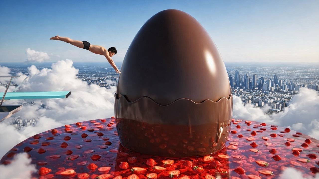“Impossible Sky Pools — Colorful Jelly Fruits, Massive Bowls & High-Speed Diving in the Clouds” 🎉
