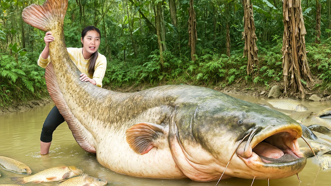 Harvest Huge Fish Pond of Giant Catfish & Carp to Sell at the Market, Cook Fried Fish & Tofu Soup