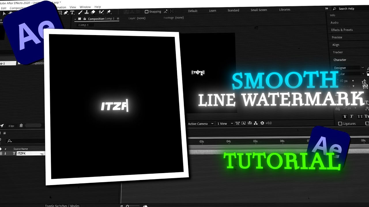 Smooth Line Watermark Animation | After Effects TUTORIAL