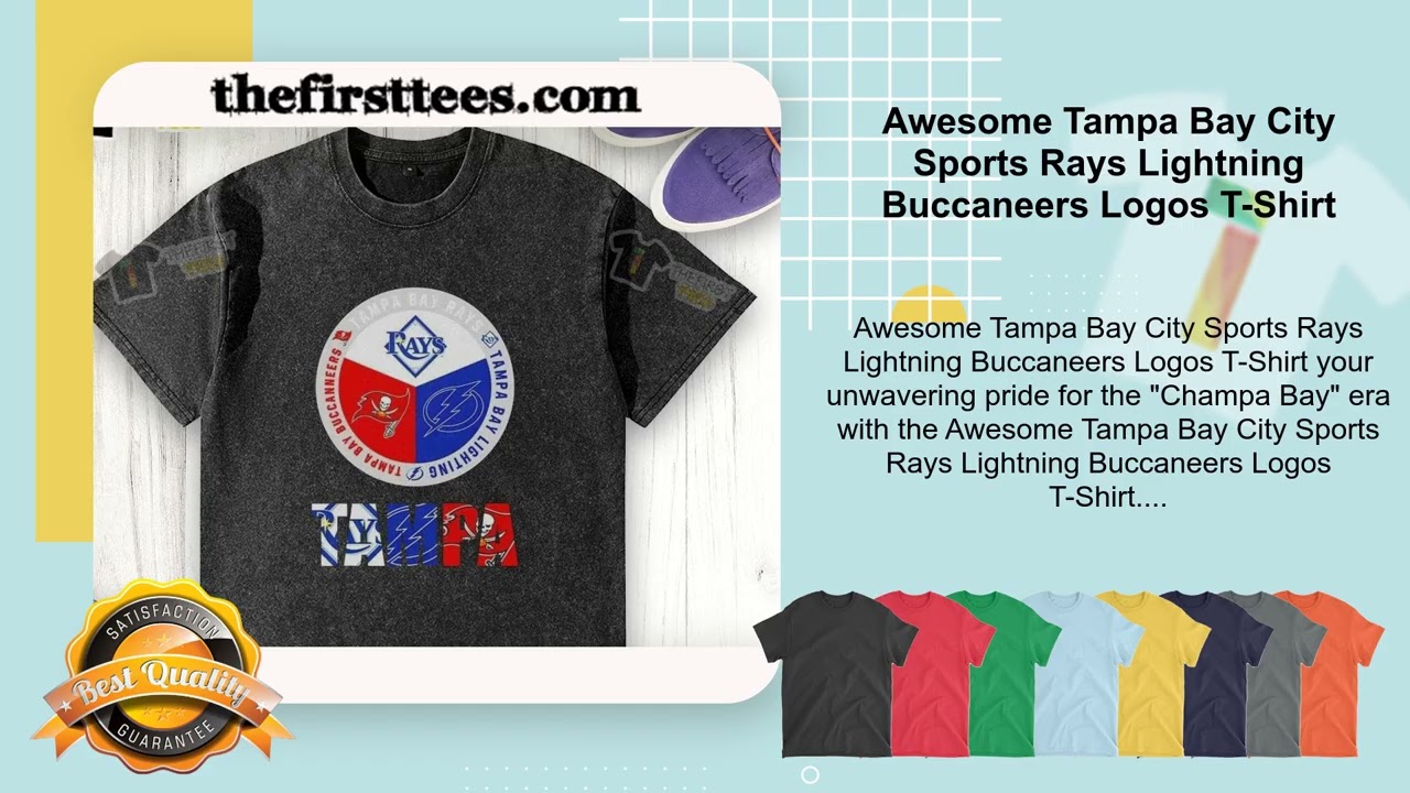 Awesome Tampa Bay City Sports Rays Lightning Buccaneers Logos T-Shirt