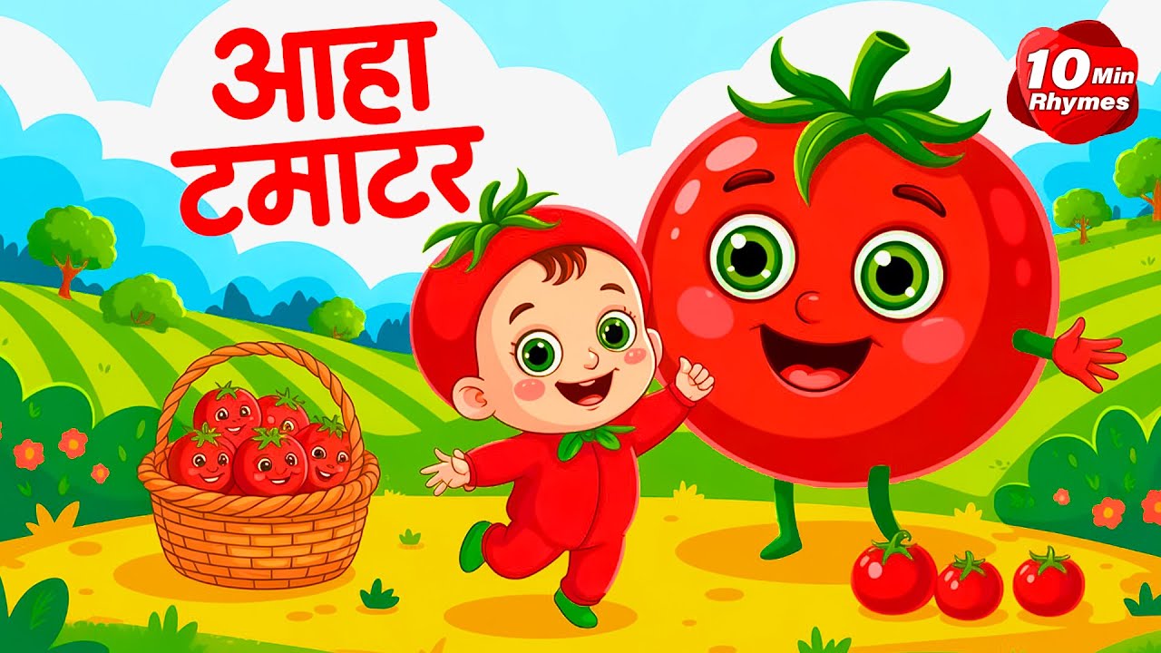 आहा टमाटर | Aaha Tamatar Bade Mazedar | Hindi Nursery Rhymes And Kids Song | Chiku Rhymes