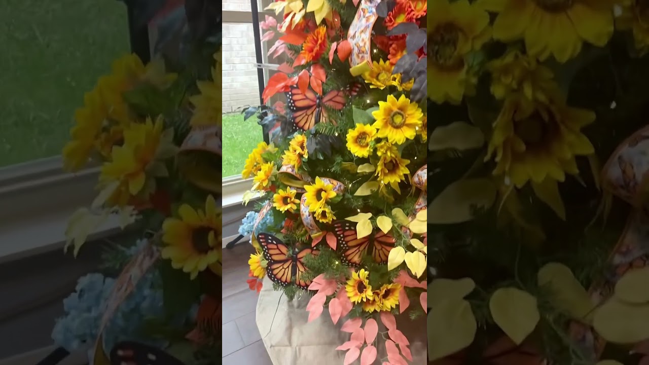 Sunflower & Butterfly Christmas Tree! #ButterflyTree #DIYChristmasTree #SunflowerDecor #summerdecor