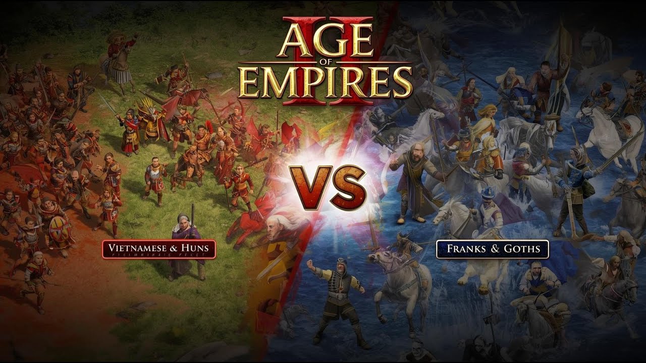 Age of Empires 2 2v2 Vietnamlılar ve Hunlar V Franklar ve Gotlar G&ouml;&ccedil;ebe Map/ Losing