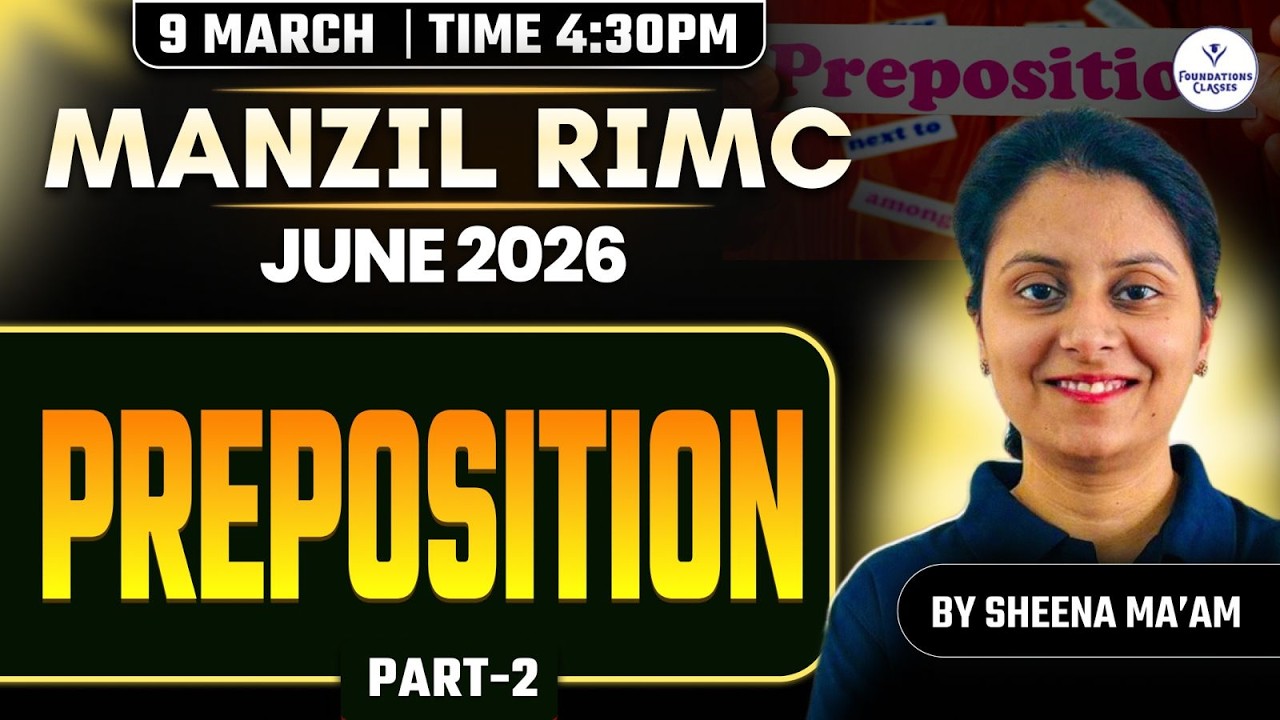 RIMC English Grammar 2026 | Preposition Rules & Questions Part-2 | Manzil RIMC Batch
