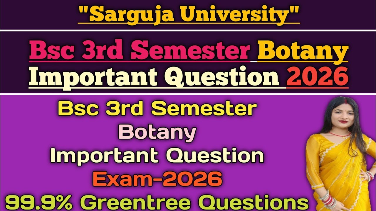 BSc 3rd Semester Botany Important Questions 2026 | Sarguja University Exam | Top Expected Questions