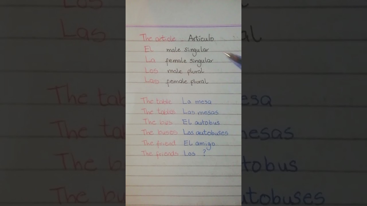 El art&iacute;culo. The article in spanish. Spanish for beginners