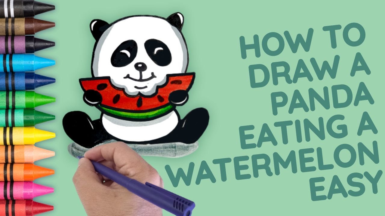How to draw a Panda eating a watermelon easy | satisfying and relaxing video for stress