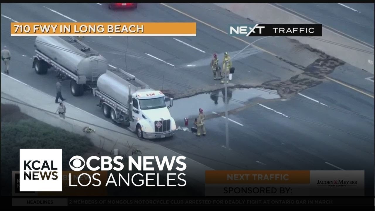 An oil spill caused the full closure of the northbound 710 Freeway in Long Beach Thursday morning