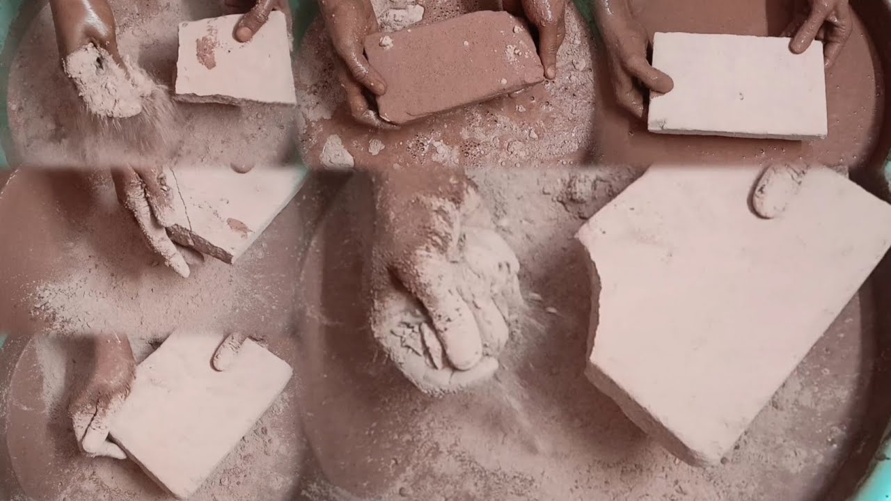 Soft Dusty Pink💗Dirt Crumbling+Dipping in💦+on Paste & Paste Mixing/Playing ASMR 