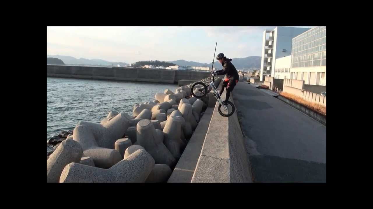 SHIBATA YASUTAKA TRIALS TRAINING in 蒲郡 みや漁港　2014/1/2