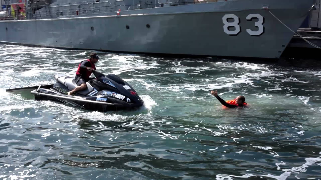 Bondi Rescue Lifeguards jet ski demo at the Maritime Museum