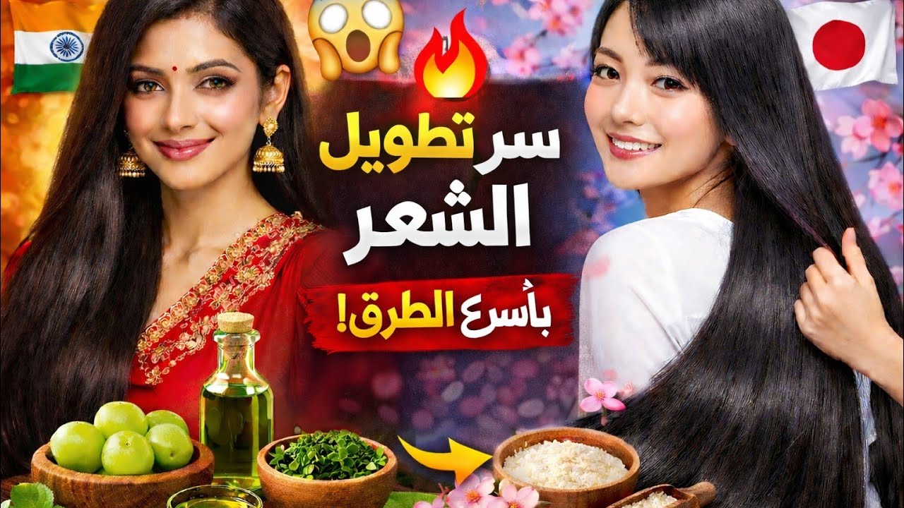 أسرار الهند واليابان لشعر طويل وكثيف في وقت قصير | وصفات طبيعية لتطويل الشعر وتكثيفه بسرعة