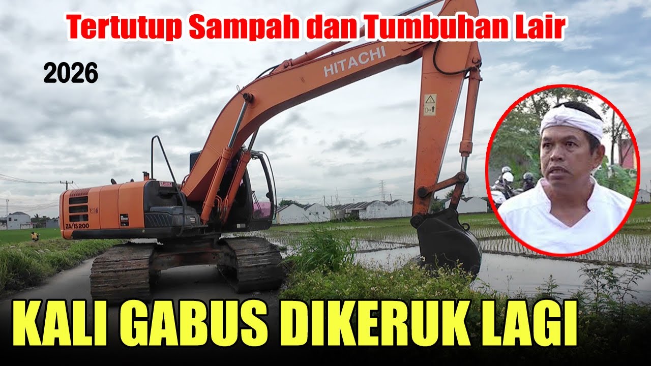 TERTUTUP SAMPAH DAN TANAMAN LIAR IRIGASI KALI GABUS BEKASI MULAI DIKERUK