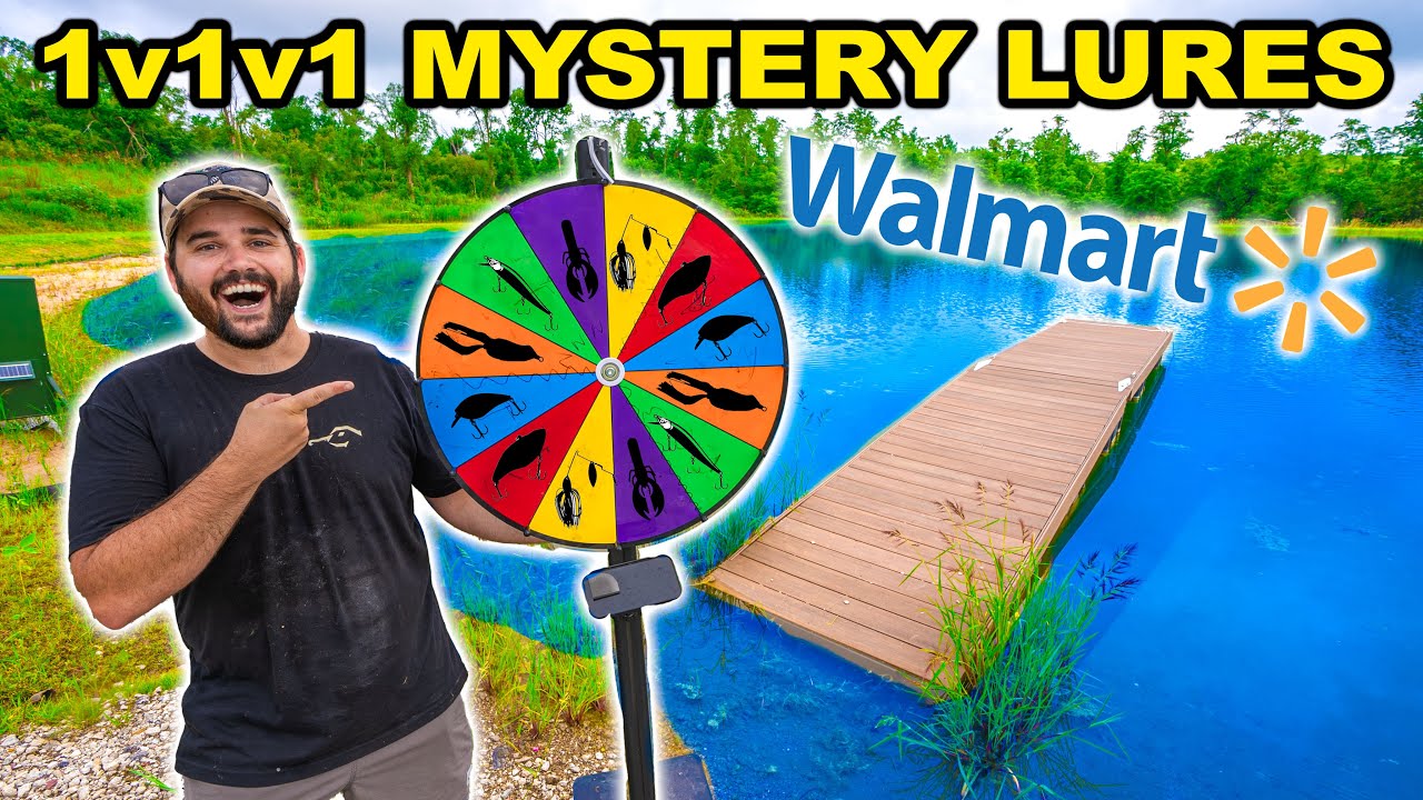 1v1v1 Walmart MYSTERY Lure TOURNAMENT in the BACKYARD POND!!! (We Caught the FIRST TAGGED Fish!)