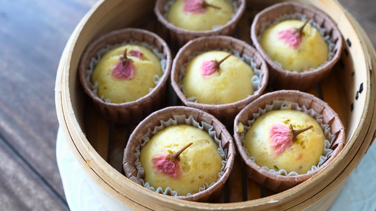 Scent of cherry blossoms | How to make fluffy Sakura steamed bread 【春の香り】ふわふわ桜蒸しパンの作り方・レシピ