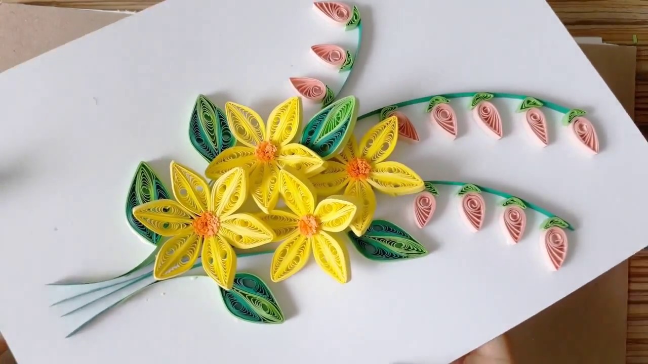 Kids Craft // DIY Quilling Paper for kids learning 04 // Quilling Flower Craft // Flower Card