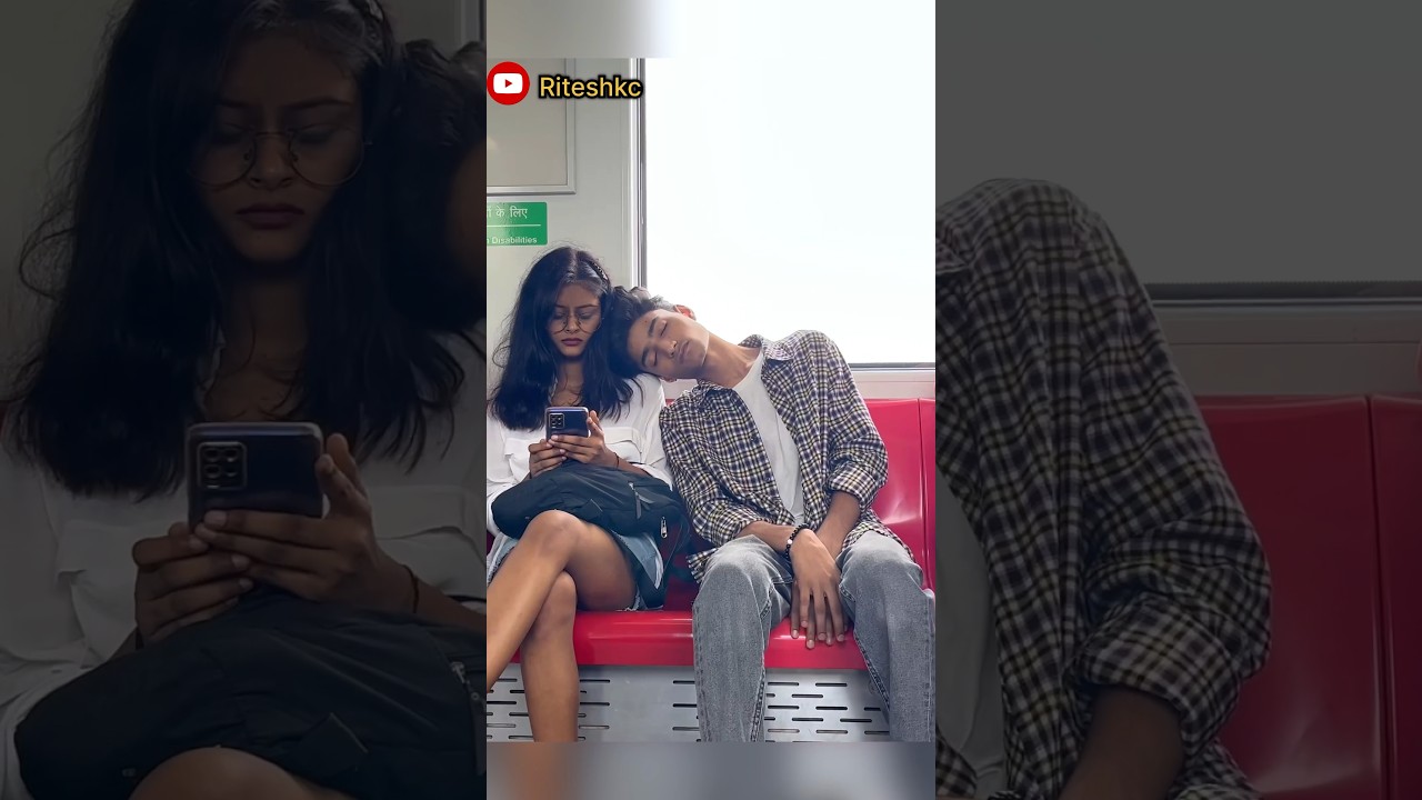 SLEEPING ON STRANGERS IN THE METRO PRANK😜 || EPIC REACTION 😍|| RITESHKC