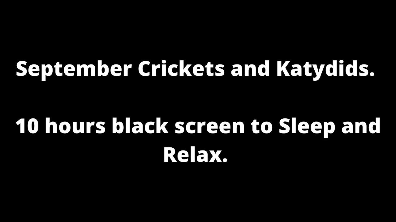 September crickets & katydids black screen to sleep & relax, Cricket katydid sounds sing white noise