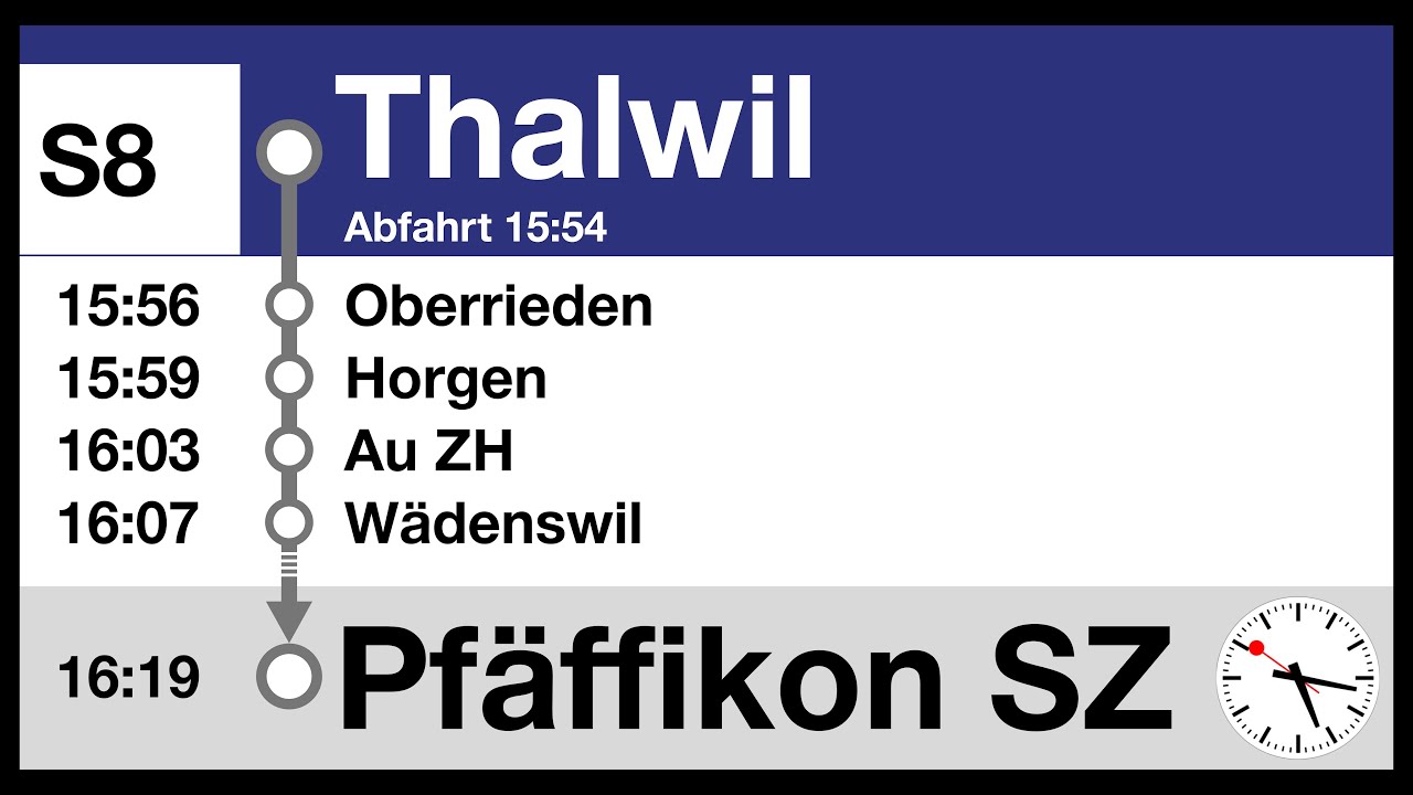 ZVV/SBB Ansagen, S8 (Thalwil-Pfäffikon SZ) | Bauarbeiten | Isabelle