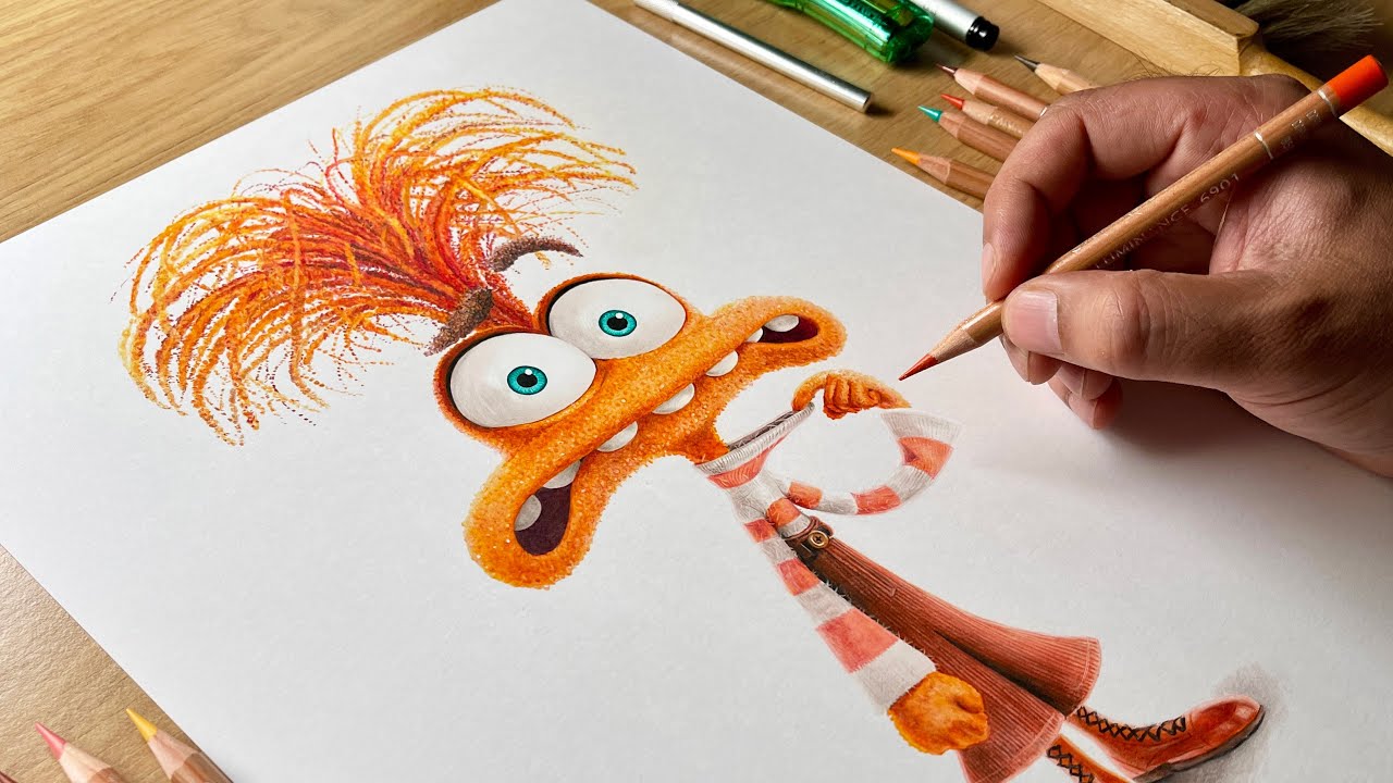 Anxiety Drawing! Inside Out 2 Character Art Using Colored Pencils (Time-Lapse) 🎭✨
