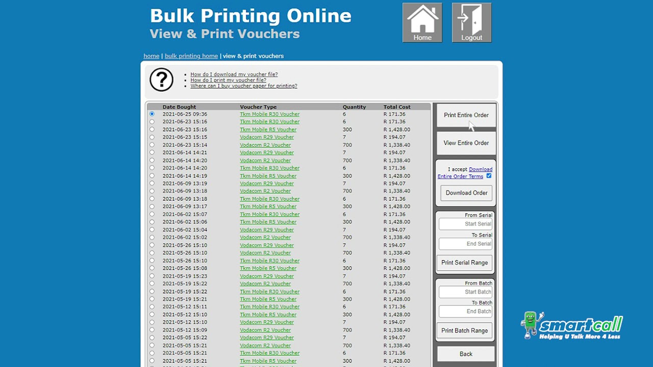 Smartcall| Buy vouchers for all networks.