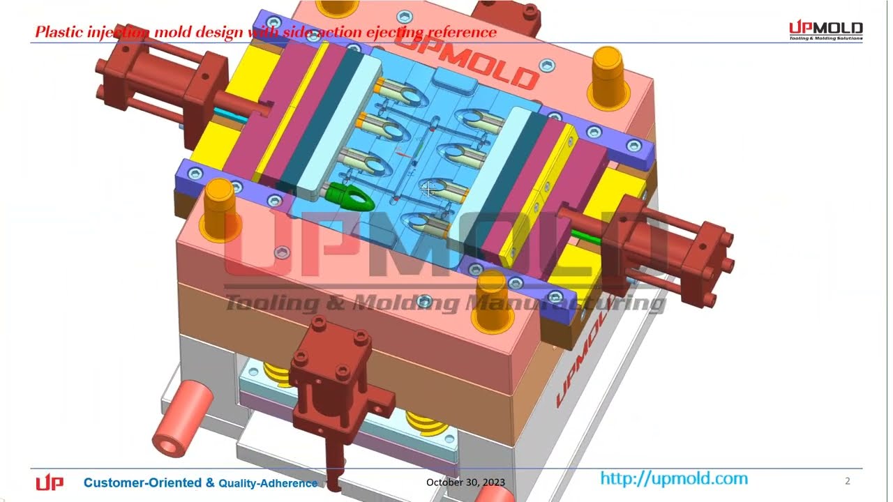 Ejection on slides Plastic molding mold design case from Upmold.com