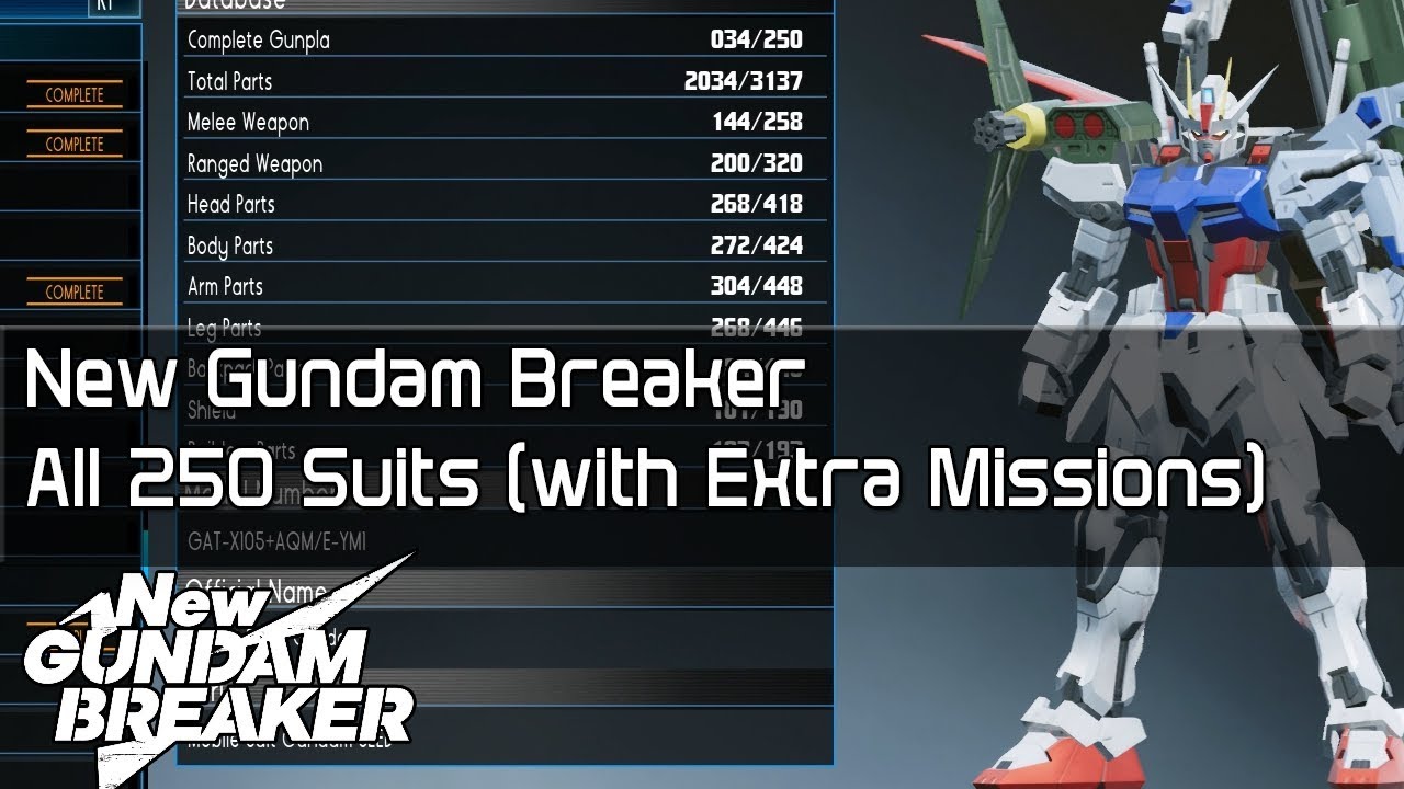 (RE-UPLOAD) New Gundam Breaker - All 250 Suits (Including Extra Missions)