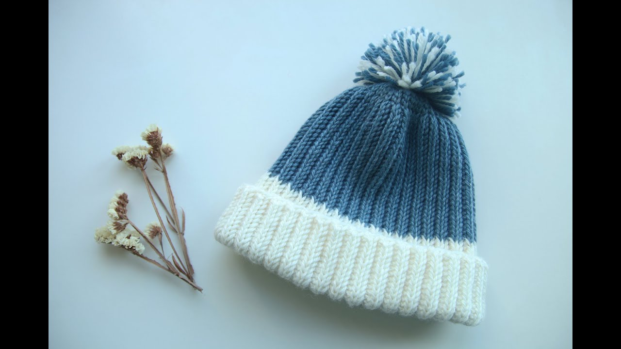 钩针编织特殊螺纹针两色帽How To Crochet Ribbed Two Color Hat/Crochet Beanie