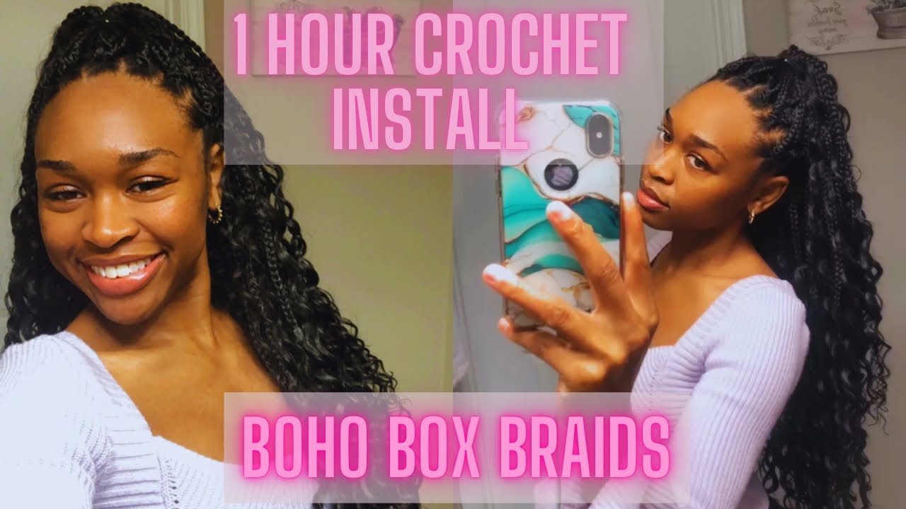 Boho Box Braids Crochet Install | NO RUBBER BAND ILLUSION METHOD