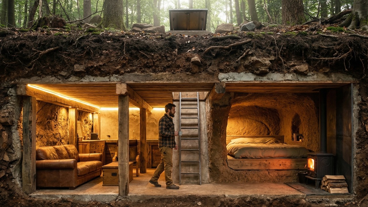 No One Knew It Existed! This Man Secretly Builds a Hidden Forest Bunker Alone (ASMR)