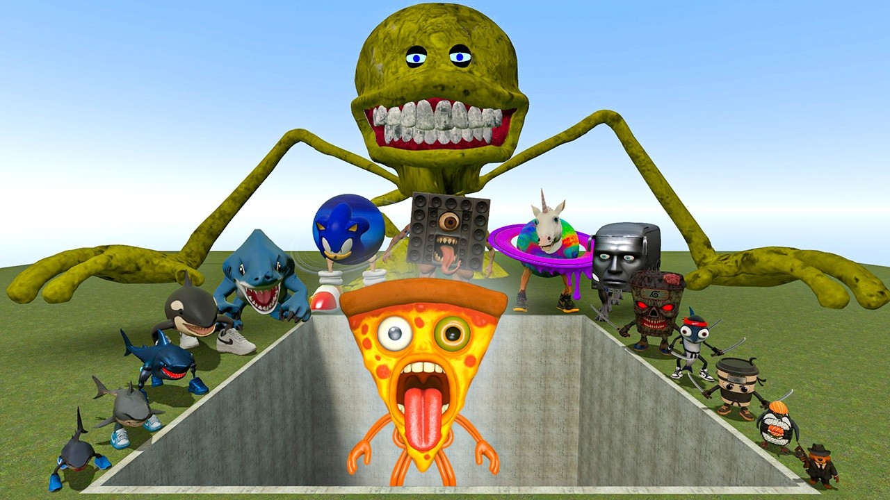 AI Brainrot Memes vs Pizzano Freakano Bosses in Giant Pit &ndash; Gmod Chaos