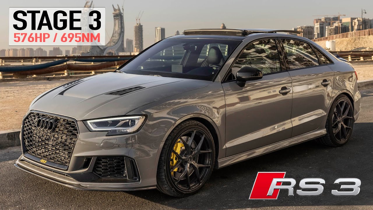 INSANE STAGE 3 AUDI RS3 8V 576HP(!) - WHAT A ROCKET!  TTE700 HYBRID TURBO + METHANOL - NARDO GREY