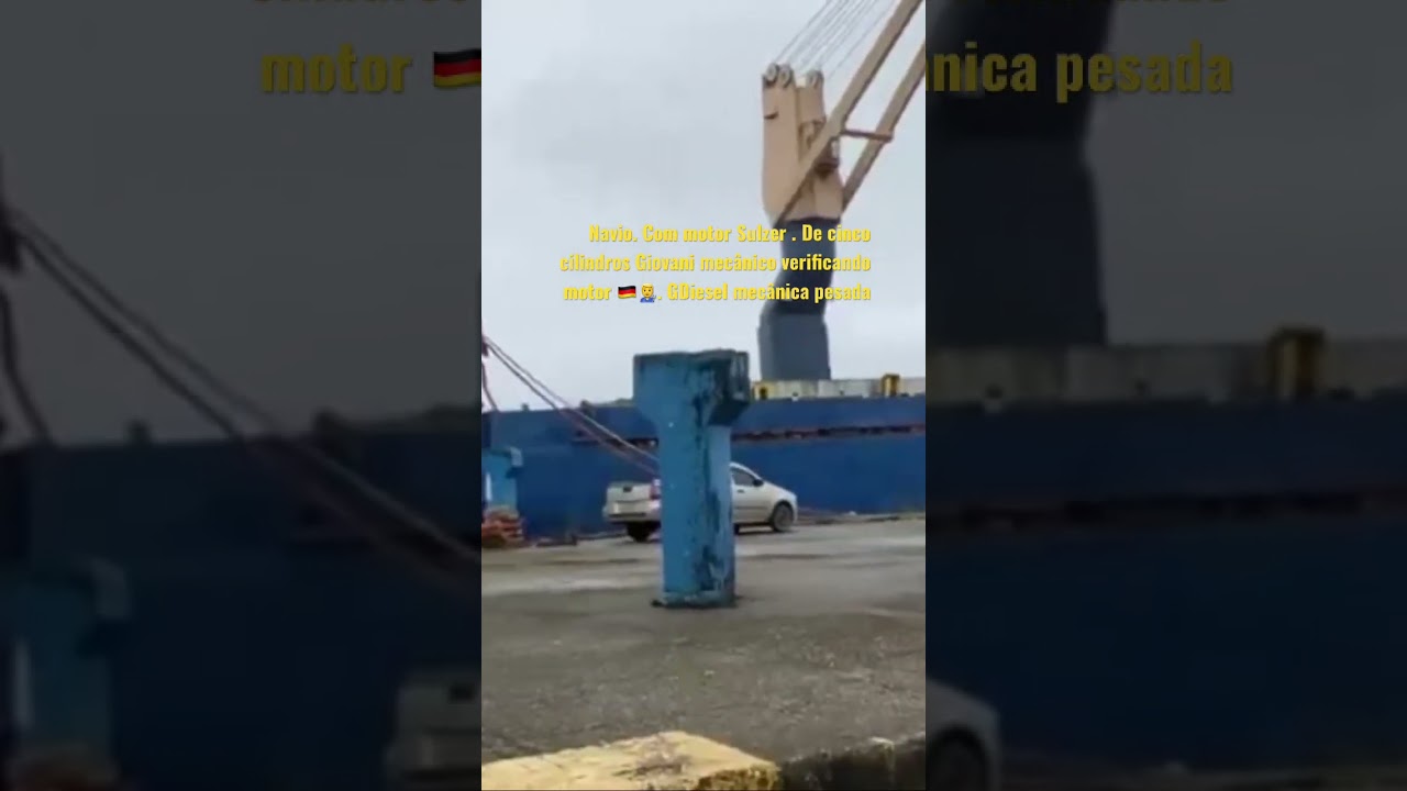 🇩🇪👨&zwj;🔧navio com motor Sulzer de cinco cilindros Giovani mec&acirc;nico verificando motor