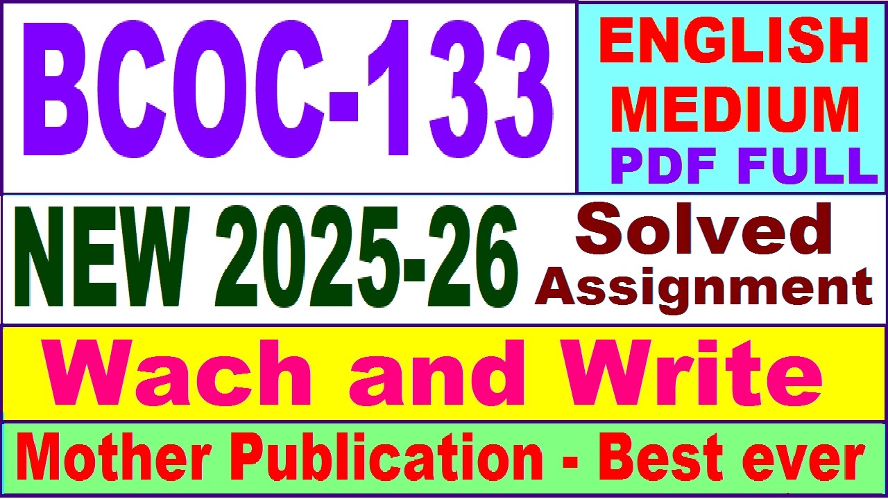 BCOC 133 solved assignment 2025-26 in English || bcoc 133 solved assignment 2026 || ignou bcoc133