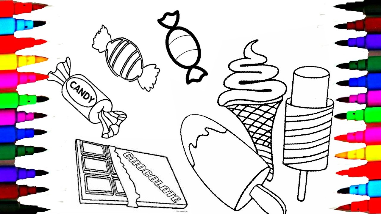 Coloring Candy, Chocolates, Bread n' Cakes Drawing Pages l Videos for Brilliant Kids l Learn Colors