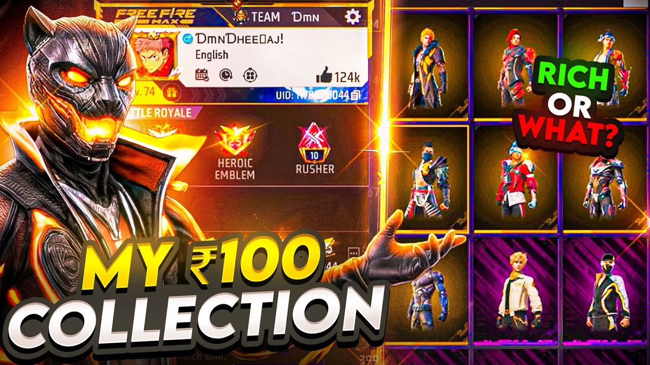 My ₹100 Free Fire Collection😂 | Rich or What? 😎