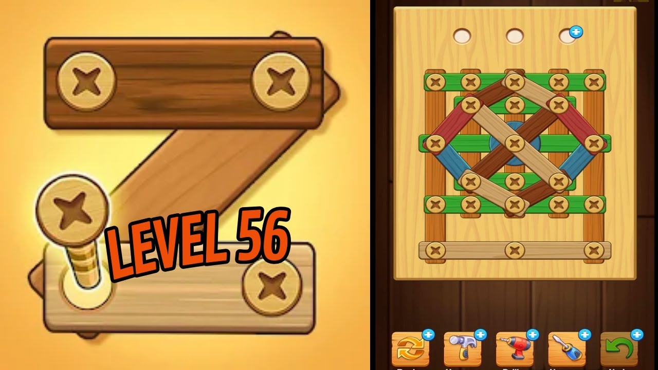 🏅 SCREW PUZZLE: Wood Nut & Bolt 🤪 Level 56 🧩 Gameplay Walkthrough