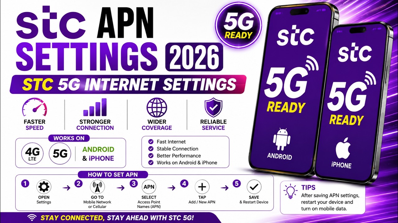 STC APN Settings 2026 | STC 5G Internet Settings for Android & iPhone