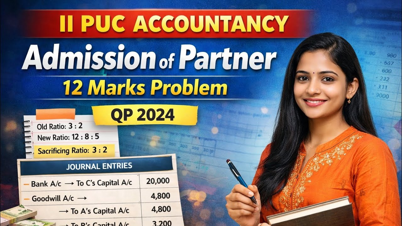 Admission of Partner – 12 Marks Problem | II PUC Accountancy | QP 2024.  #IIPUCAccountancy