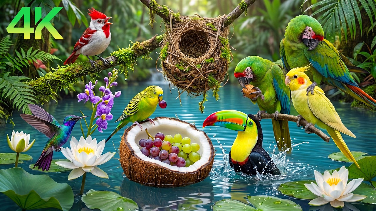 Тропический птичий рай 🦜🌿 Самые красивые птицы мира 🌈 Звуки природы тропического леса
