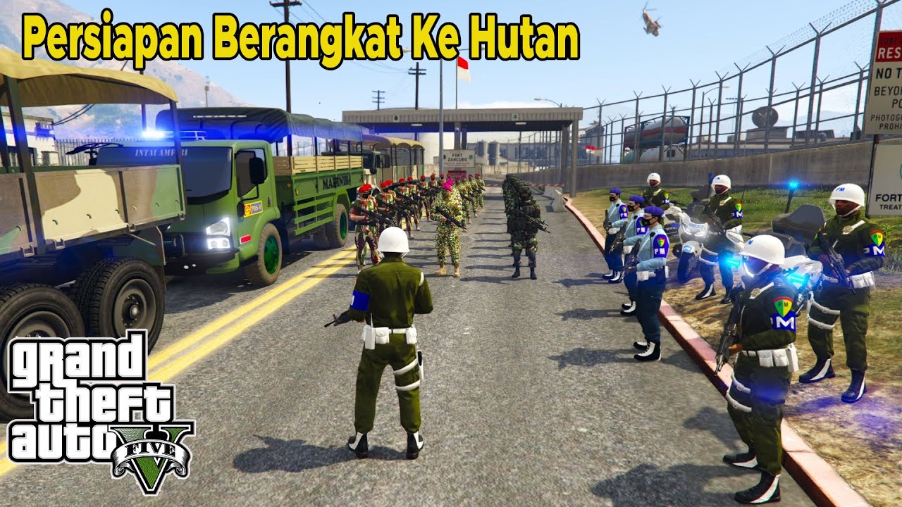 Konvoi Pasukan Gabungan TNI AD,Kopassus Dan Marinir Ke Markas KKB! GTA 5 Mod Indonesia